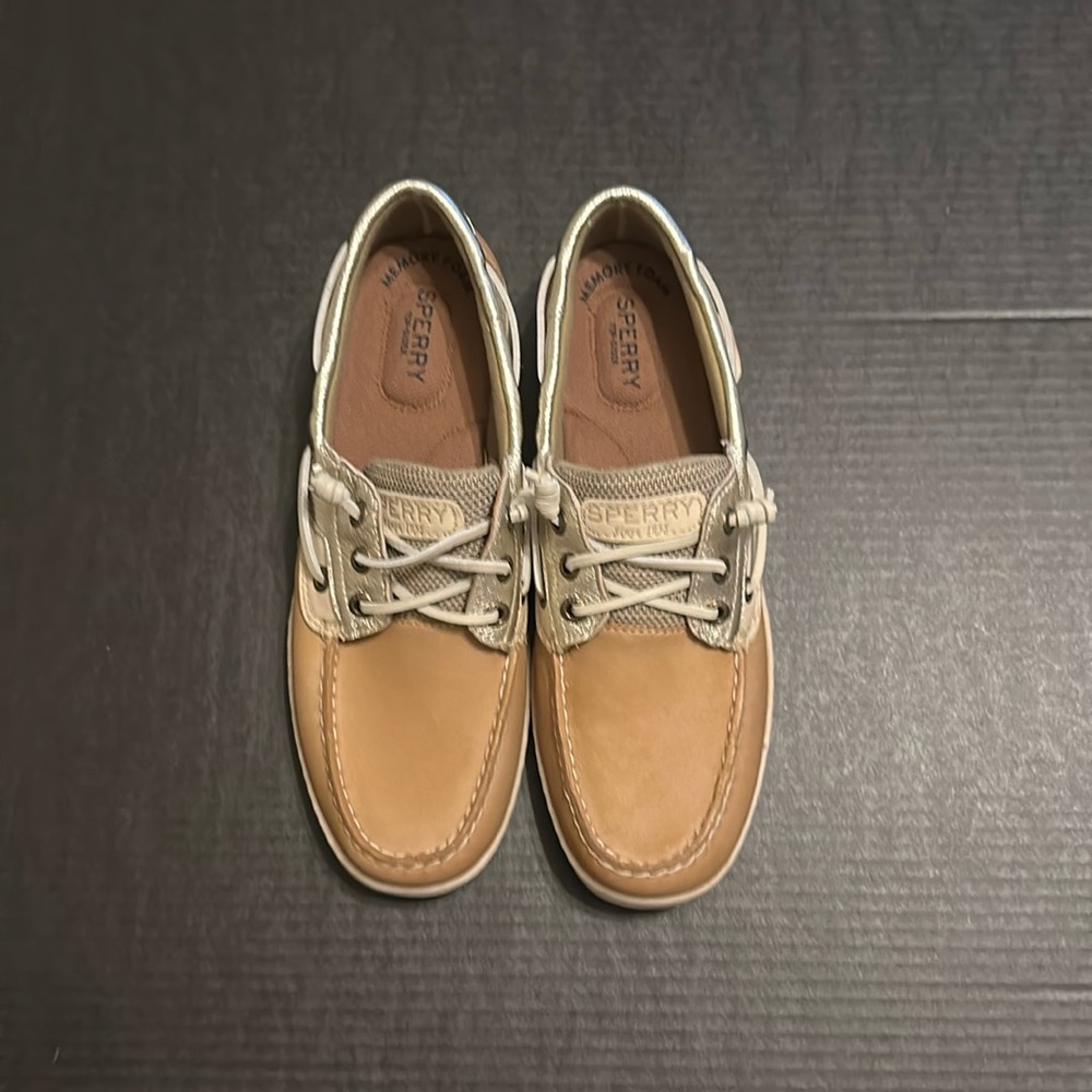 Sperry Leather Rosefish Linen Platinum Boat Shoe